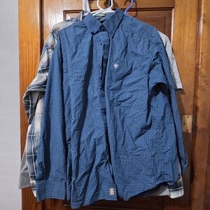 Ariat Blue Checkered Button Down Shirt